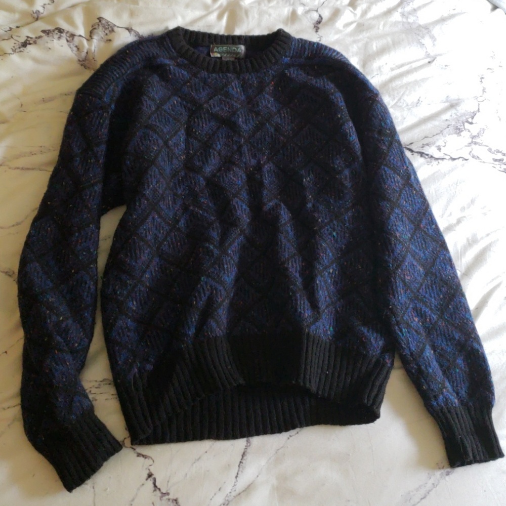 Vintage Grandpa Sweater Blue Speckles